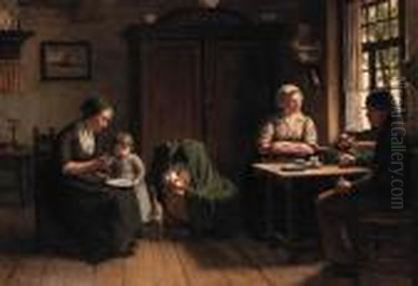 Voor Vader's Thuiskomst: Awaiting Father's Homecoming Oil Painting by David Adolf Constant Artz