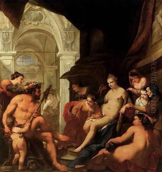 Hercules in the Palace of Omphale Oil Painting by Antonio Bellucci