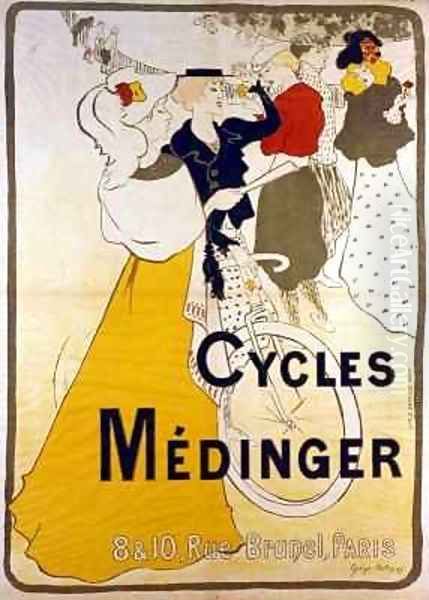 Poster advertising Medinger bicycles Oil Painting by Georges Bottini