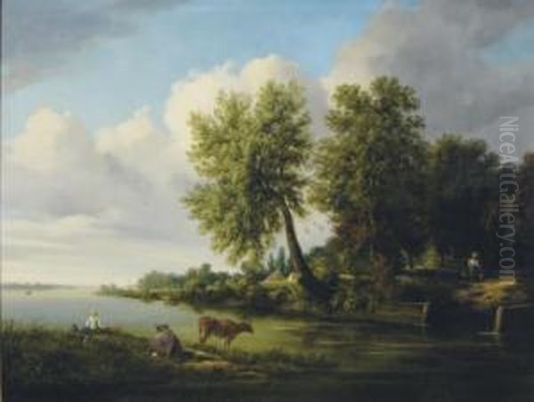 Riverbed In Summertime Oil Painting by William Ashford