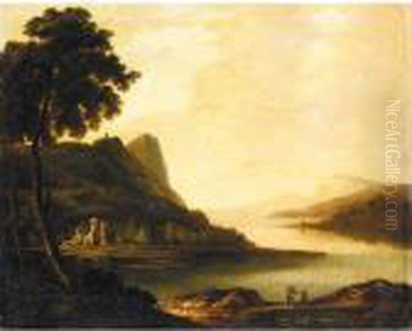 An Extensive Lake Landscape, Possibly Lake Killarney Oil Painting by William Ashford