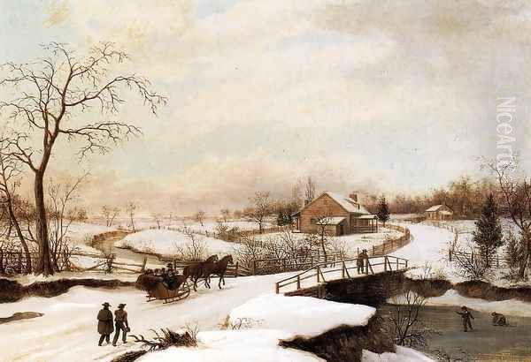 Philadelphia Winter Landscape Oil Painting by Thomas Birch