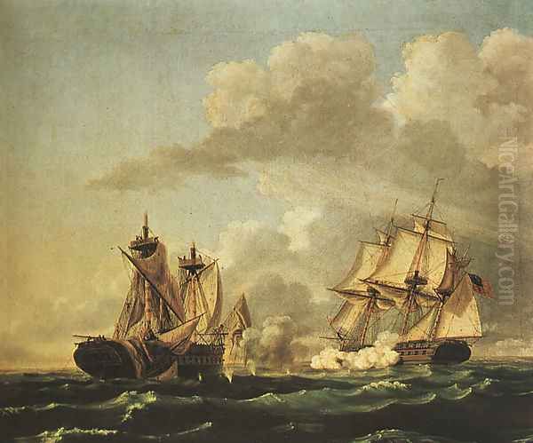 Naval Battle Between the United States and the Macedonian on Oct. 30. 1812. - 1813 Oil Painting by Thomas Birch