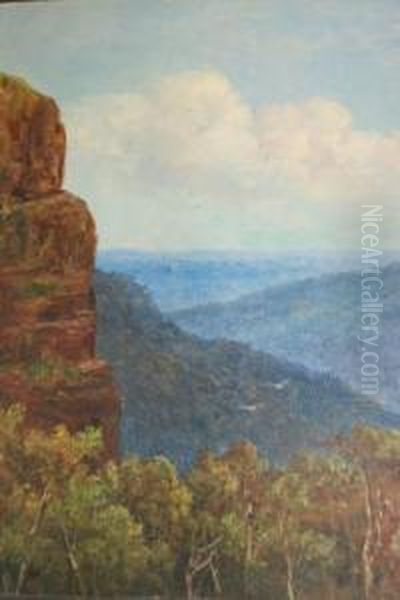 Blue Mountain Landscape Oil Painting by James Ashton