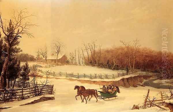 Sleigh Ride Oil Painting by Thomas Birch