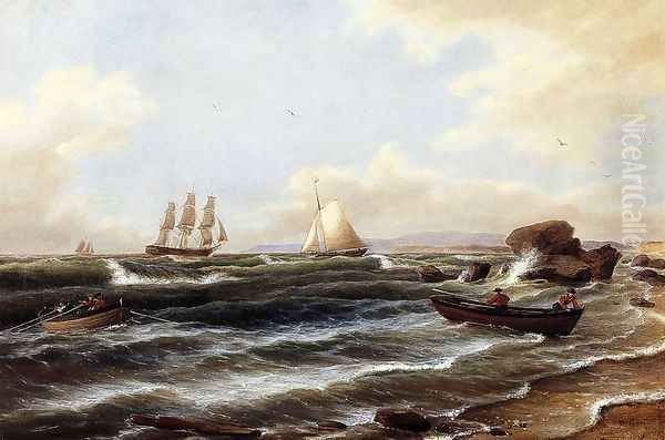 Going Ashore Oil Painting by Thomas Birch