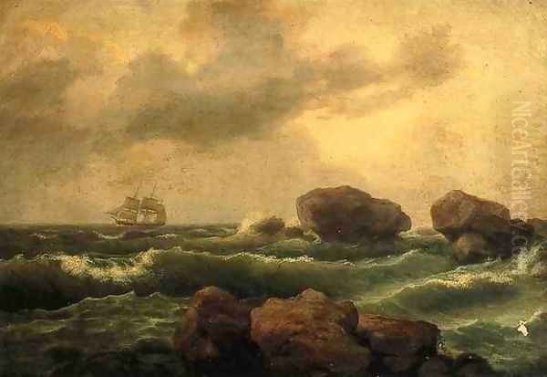 Seascape at Sunset Oil Painting by Thomas Birch