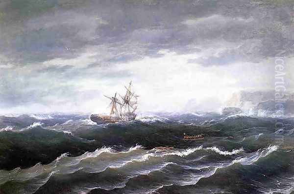 Ship at Sea Oil Painting by Thomas Birch