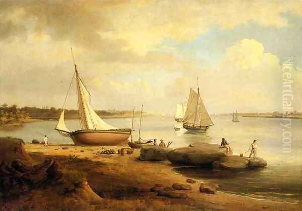 View on the Delaware Oil Painting by Thomas Birch