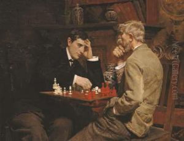 The Chess Game Oil Painting by Julian Rossi Ashton