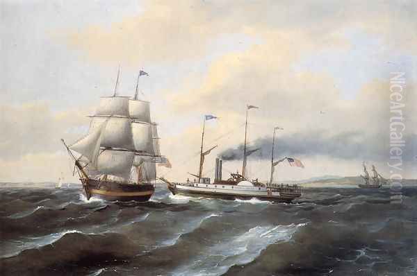 The Steamsailor Benjamin Franklin Oil Painting by Thomas Birch