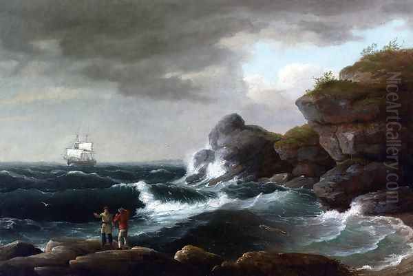 Coastal Scene Oil Painting by Thomas Birch