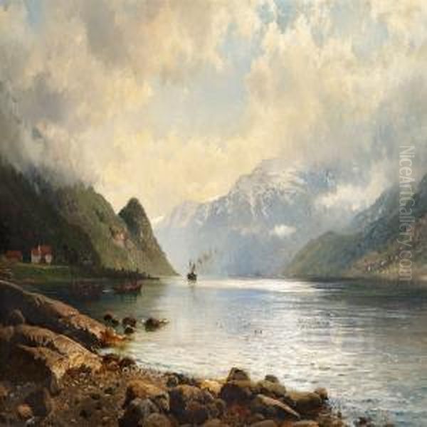 A Norwegian Coast Oil Painting by Anders Monsen Askevold