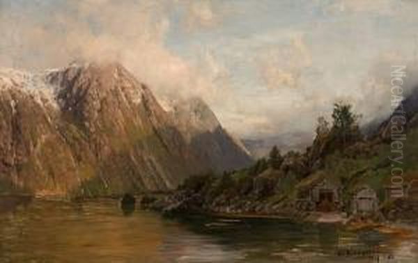 Fjordlandskap Oil Painting by Anders Monsen Askevold