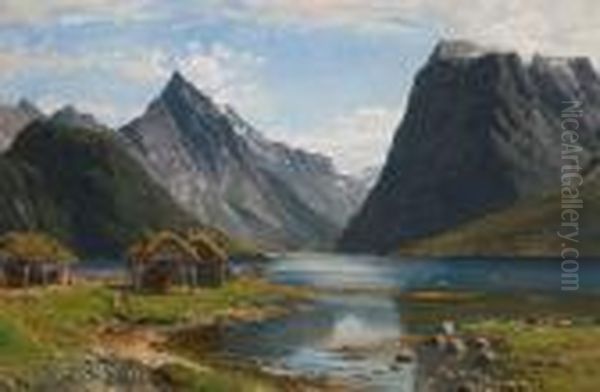 Fra Nordangsfjorden Oil Painting by Anders Monsen Askevold