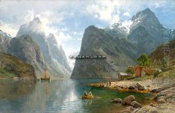 Hoyet Fraktes Over Oil Painting by Anders Monsen Askevold