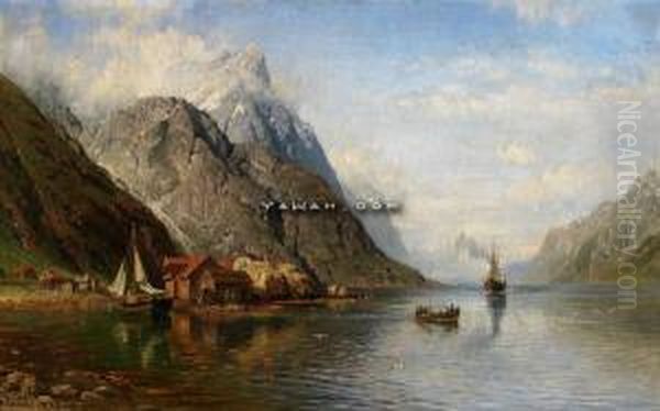 Fjordlandskap Oil Painting by Anders Monsen Askevold