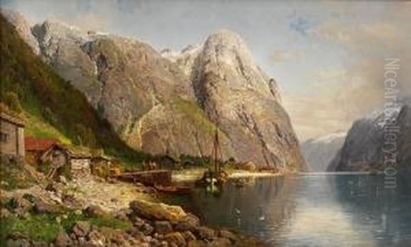 Fjordlandskap 1892 1892 Oil Painting by Anders Monsen Askevold