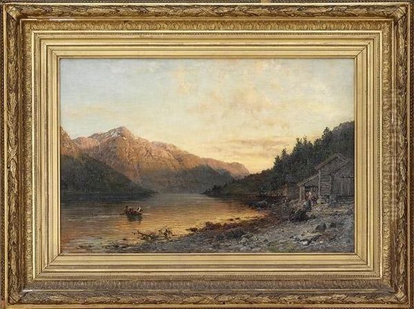 Kveld Ved Hardangerfjorden 1887 1887 Oil Painting by Anders Monsen Askevold