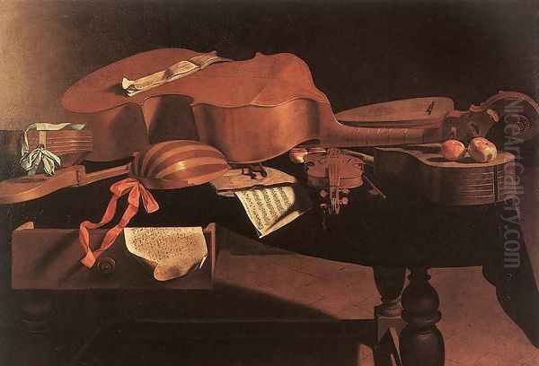 Musical Instruments Oil Painting by Evaristo Baschenis