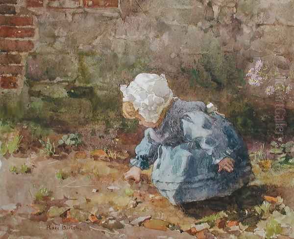 Child with White Cap Oil Painting by Rose Maynard Barton