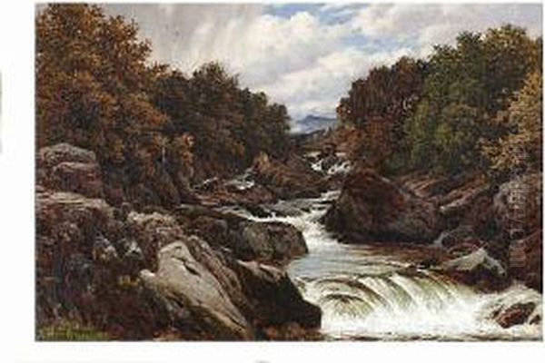 On The River Lledr Between Dolwyddelan And Betws-y-coed Oil Painting by Reginald Aspinwall