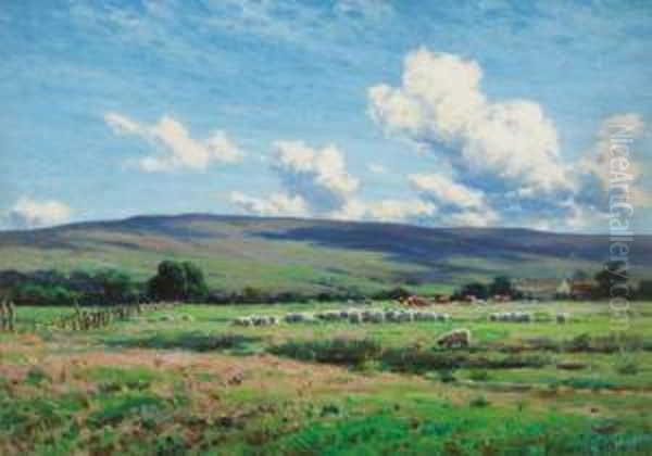 The Cloud Shadow On The Fell Oil Painting by Reginald Aspinwall