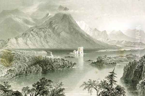 Ballynahinch, Connemara, County Galway, Ireland, from 'Scenery and Antiquities of Ireland' by George Virtue, 1860s Oil Painting by William Henry Bartlett