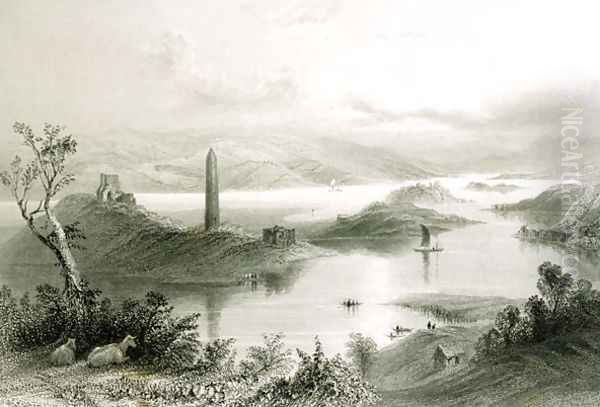 Devenish Island, County Fermanagh, Ireland, from 'Scenery and Antiquities of Ireland Oil Painting by William Henry Bartlett