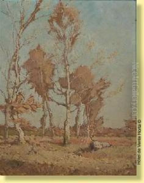 Les Bouleaux En Automne Oil Painting by Alphonse Asselbergs