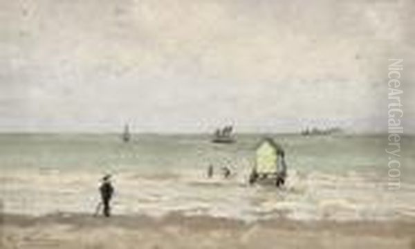 A Day By The Sea Oil Painting by Alphonse Asselbergs