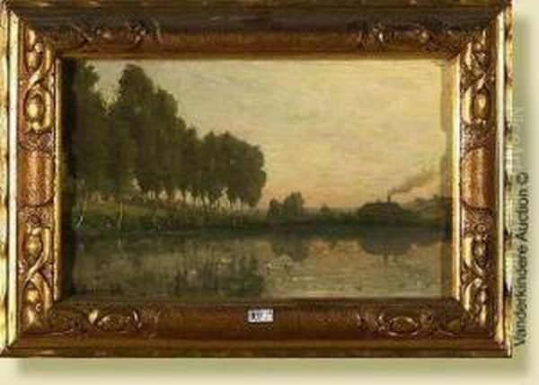 Paysage A L'etang Oil Painting by Alphonse Asselbergs