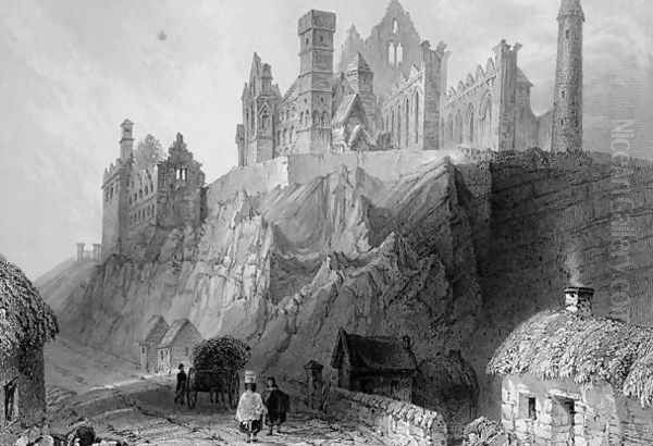 The Rock of Cashel, County Tipperary, Ireland, from 'Scenery and Antiquities of Ireland' 1860s Oil Painting by William Henry Bartlett