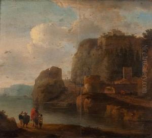 Fluslandschaft Mit Reiter Und Bauern Oil Painting by Jan Asselyn