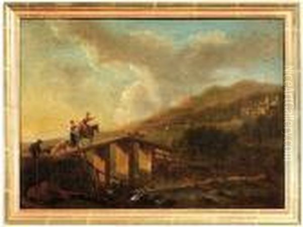 A Bridge And Shepherds Oil Painting by Jan Asselyn