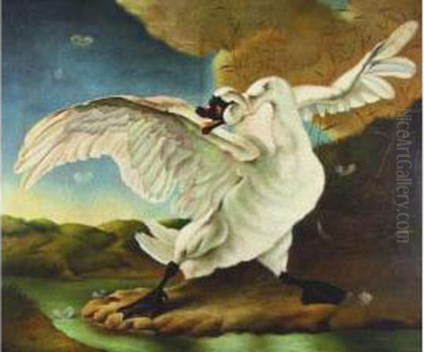 Le Cygne Menace Defend La Hollande Oil Painting by Jan Asselyn