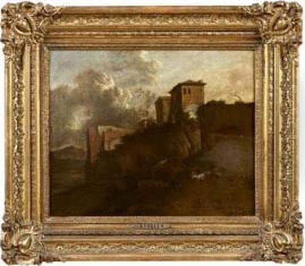 Paesaggio Con Borgo E Armenti Oil Painting by Jan Asselyn