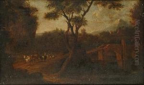 Landscape With Mules On A Track Oil Painting by Jan Asselyn