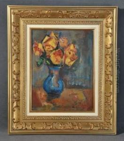 Bouquet De Roses Oil Painting by Maurice Asselin