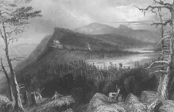 The Two Lakes and the Mountain House on the Catskills, 1838 Oil Painting by William Henry Bartlett