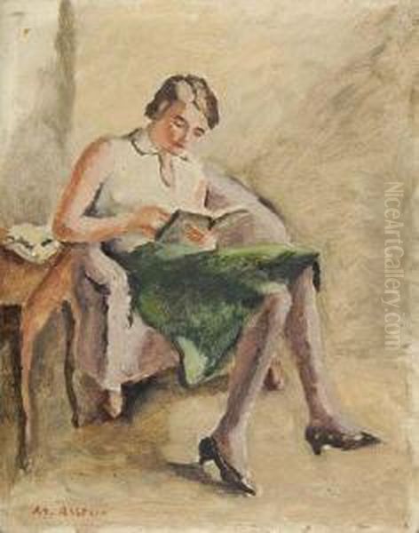 Jeune Femme Au Livre Oil Painting by Maurice Asselin