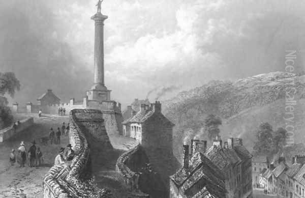 Walls and Walker's Pillar, Londonderry, from 'Scenery and Antiquities of Ireland Oil Painting by William Henry Bartlett