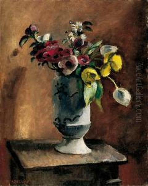 Tonvase Mit Blumen Oil Painting by Maurice Asselin