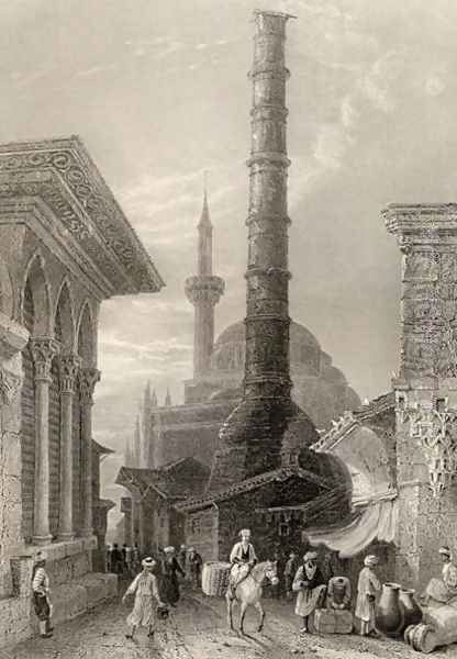 The Tchernberle Tash, Constantinople, Istanbul, Turkey Oil Painting by William Henry Bartlett