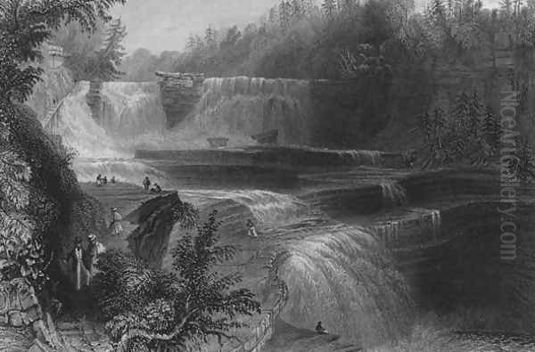 Trenton High Falls, 1838 Oil Painting by William Henry Bartlett