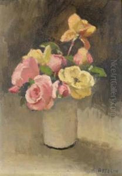 Bouquet De Roses Oil Painting by Maurice Asselin