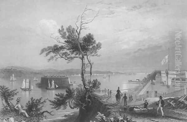 The Narrows from Fort Hamilton Oil Painting by William Henry Bartlett