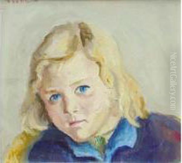 Portrait De Fillette Blonde Oil Painting by Maurice Asselin