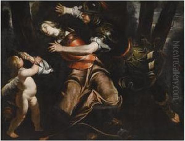 Rinaldo Intervening In Armida's Suicide Oil Painting by Giocchino Assereto