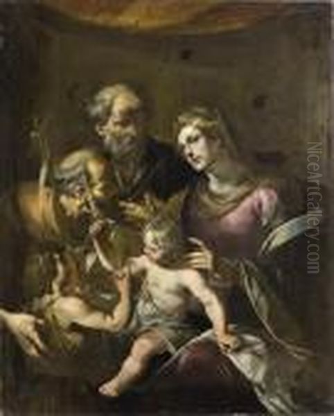 Sacra Famiglia Con San Giovannino E San Pietro Oil Painting by Giocchino Assereto